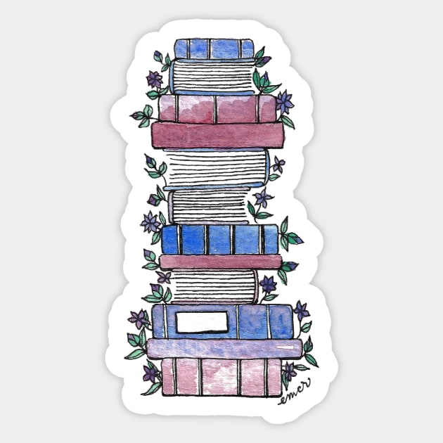 Flowery Books Sticker by BiblioartsbyEmma